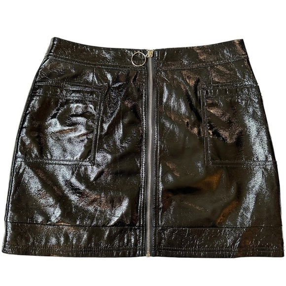 Topshop Full Zip Vinyl Patent Mini Skirt | US Size 8 - Picture 1 of 7